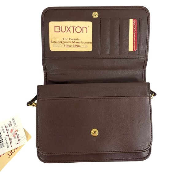 NWT Vintage BUXTON Style Sac Mini-Bag Brown Leather Wallet Clutch Purse Bag - Picture 6 of 10